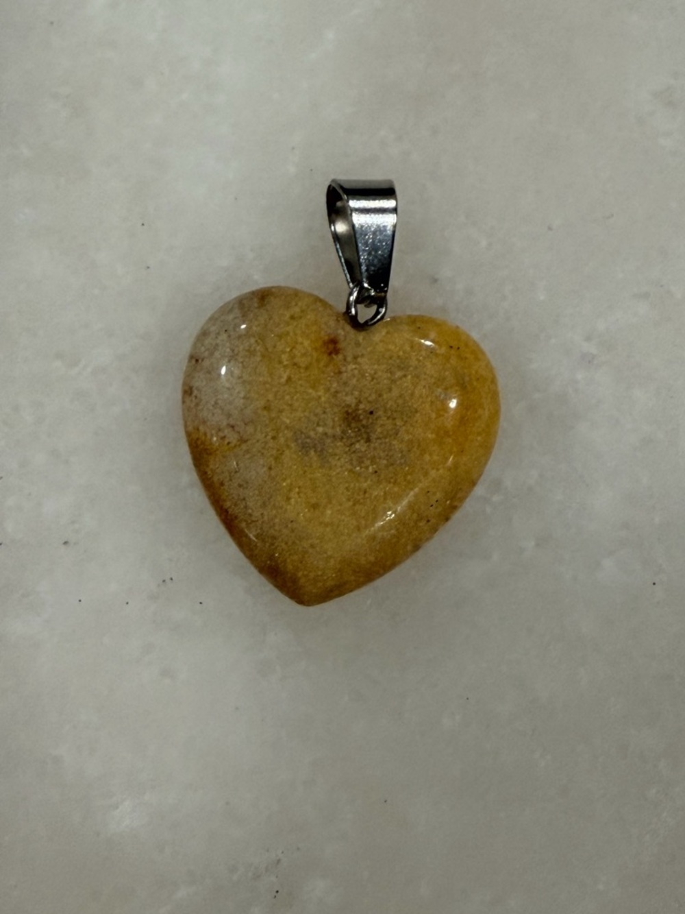 Hand Crafted Yellow Golden Healer Quartz Heart Stone Pendant